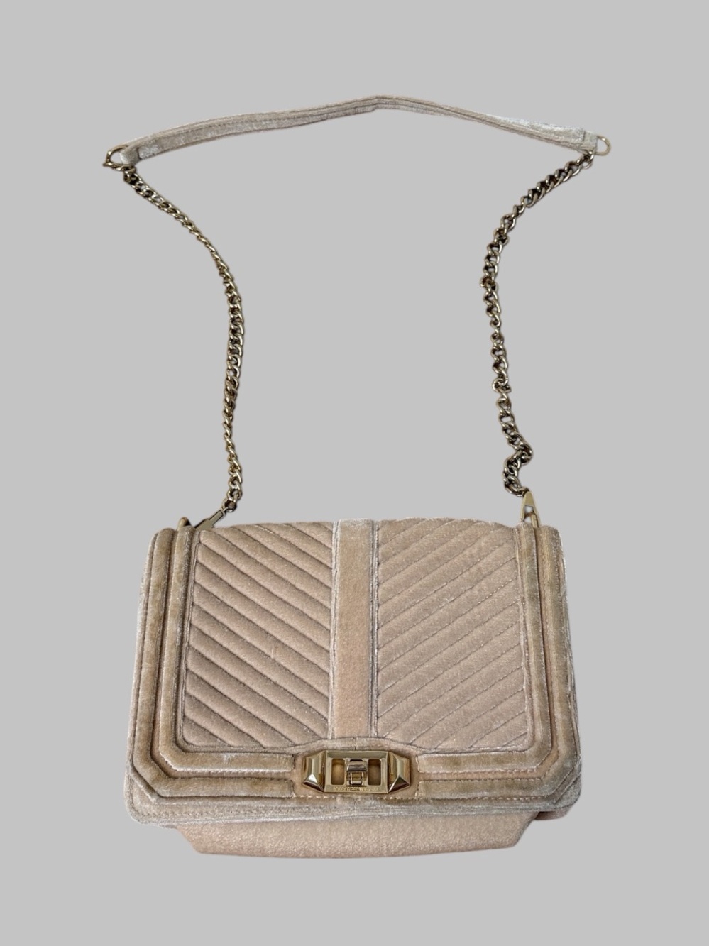 Rebecca Minkoff Nude Pink Love Chevron-Quilted Crossbody Bag